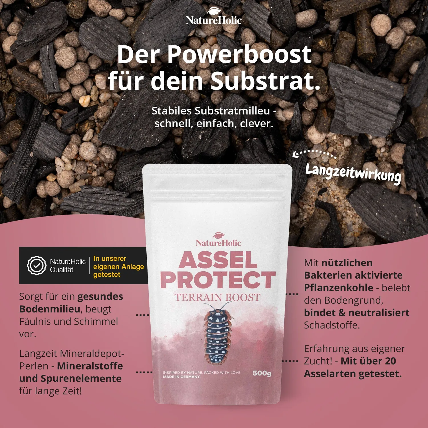 NatureHolic Assel Protect TerrainBoost Bodengrund 500 g Mineral