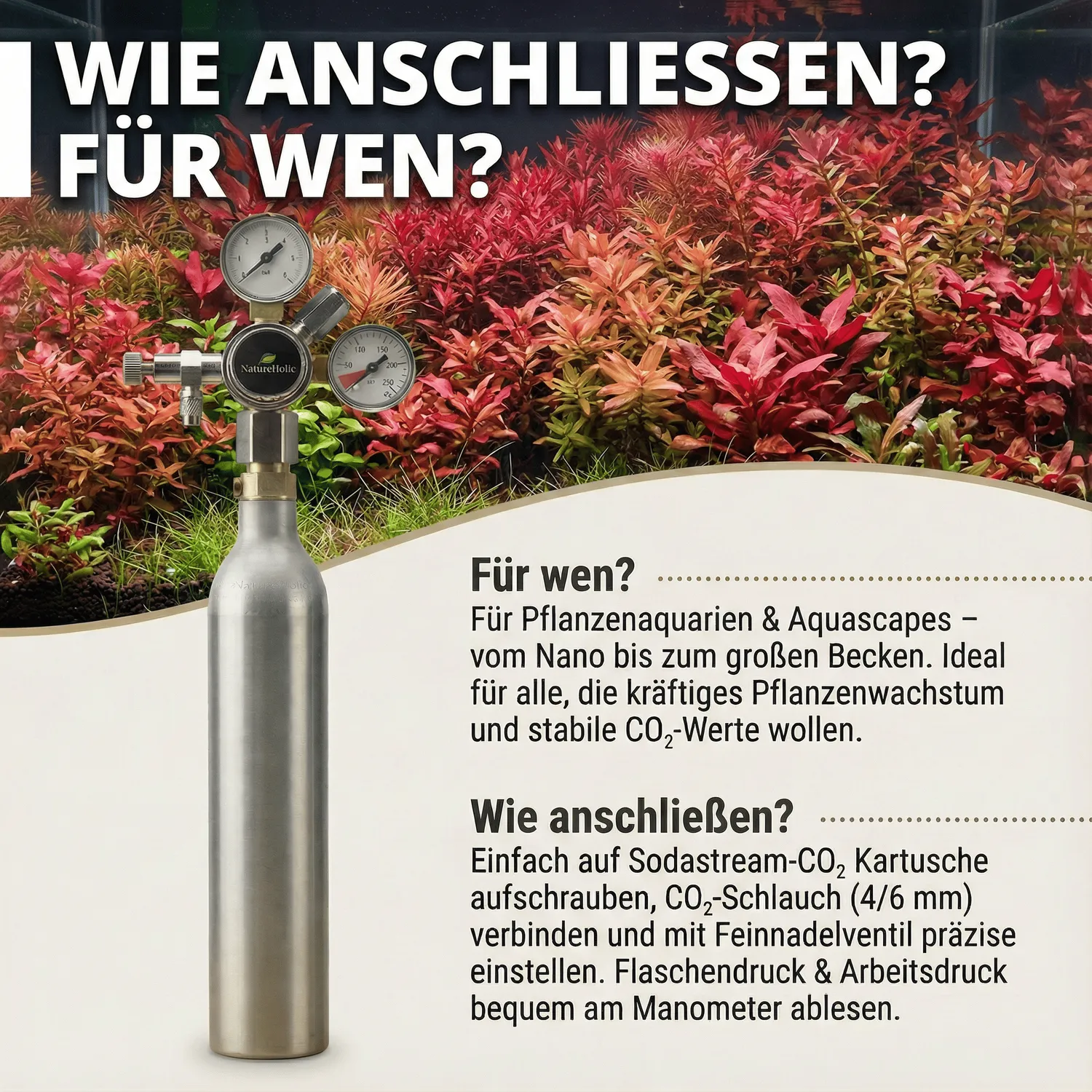 NatureHolic Sodastream CO2 Druckminderer Aquarien Düngung