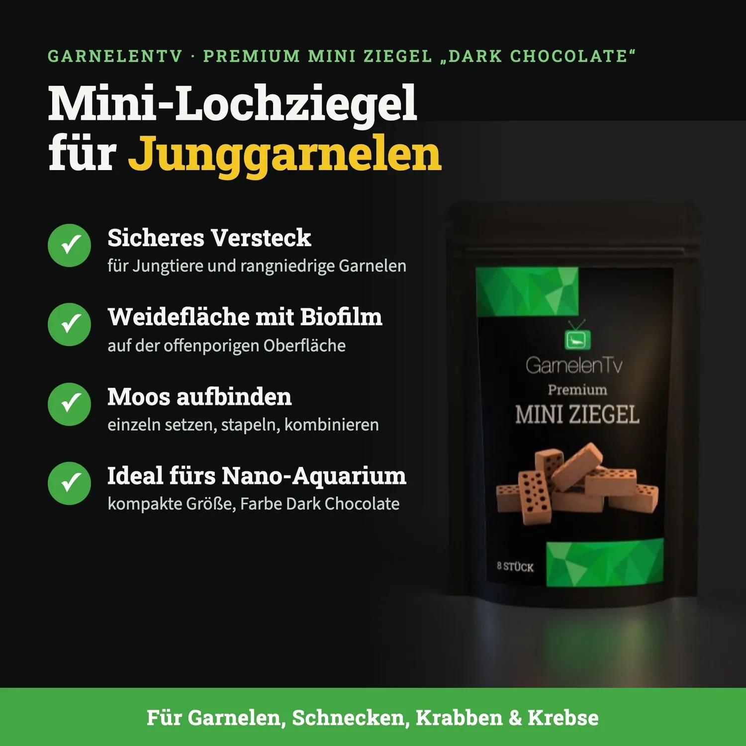 GarnelenTv Mini Ziegel Dark Chocolate Deko 8 Stück