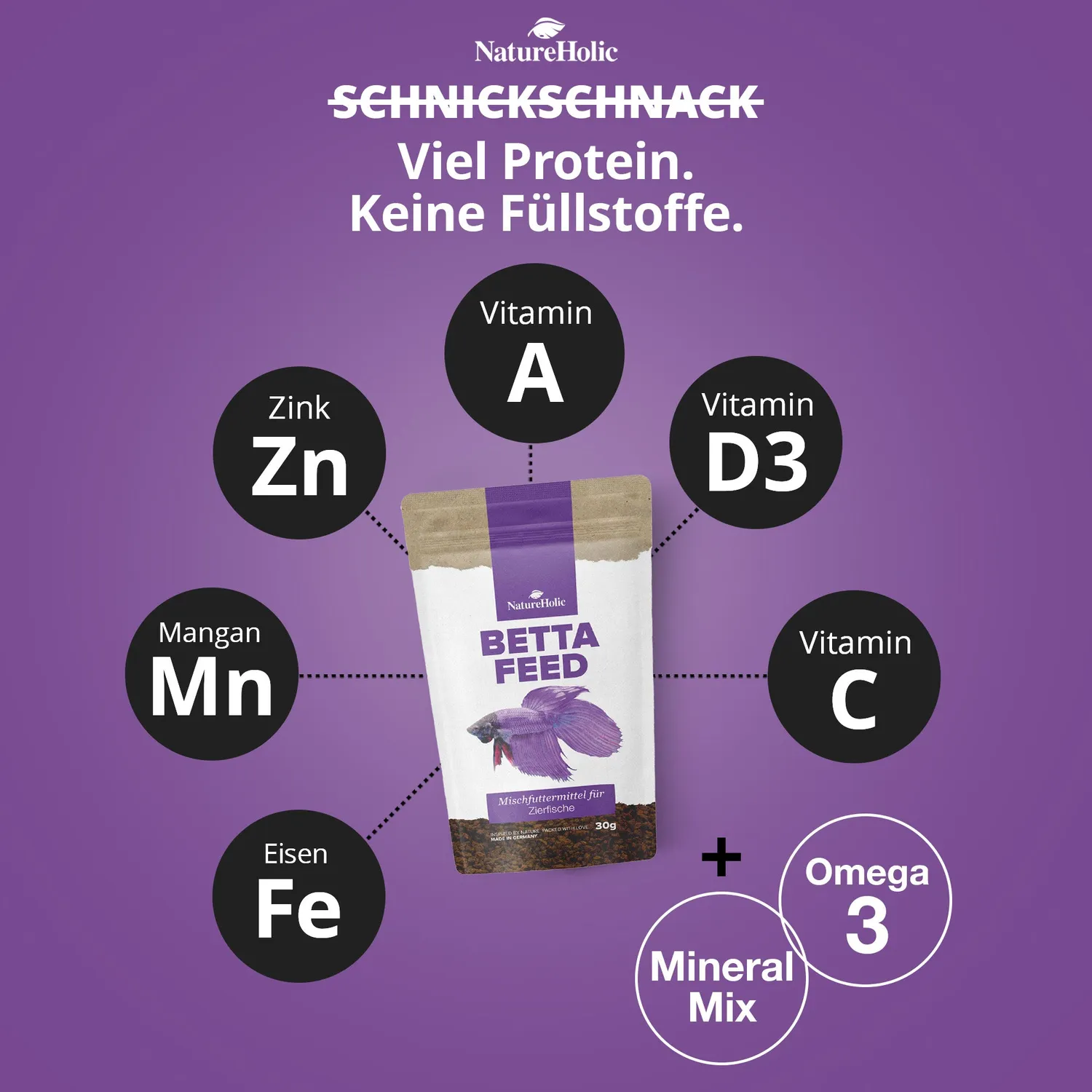 NatureHolic Bettafeed Bettafutter Granulat 30g Kampffisch