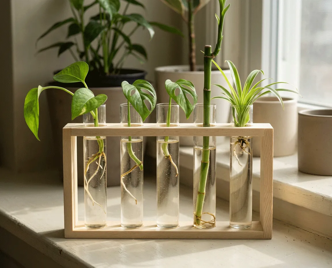 NatureHolic Stecklings-Rack Anzuchtstation 5 Gläser Holz