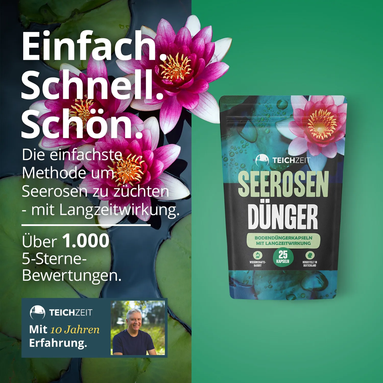 Teichzeit Seerosen Dünger Langzeitdünger 25 Stück Kapseln