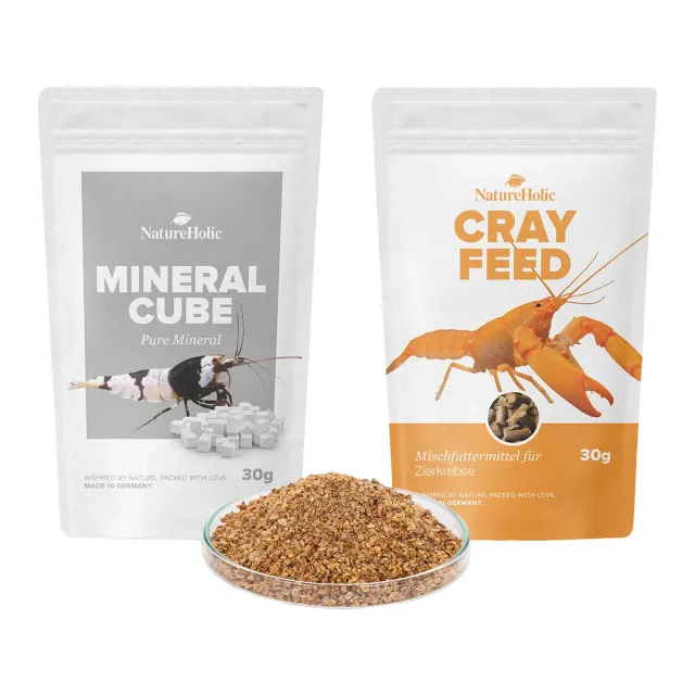 NatureHolic Krebse Sorglos Paket Krebsfutter-Set Mineralcube