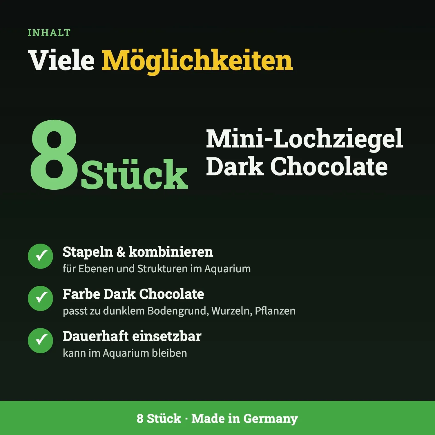 GarnelenTv Mini Ziegel Dark Chocolate Deko 8 Stück