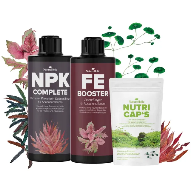 NatureHolic Aquarium Dünger Rundum Sorglospaket Flüssigdünger 250 ml NPK