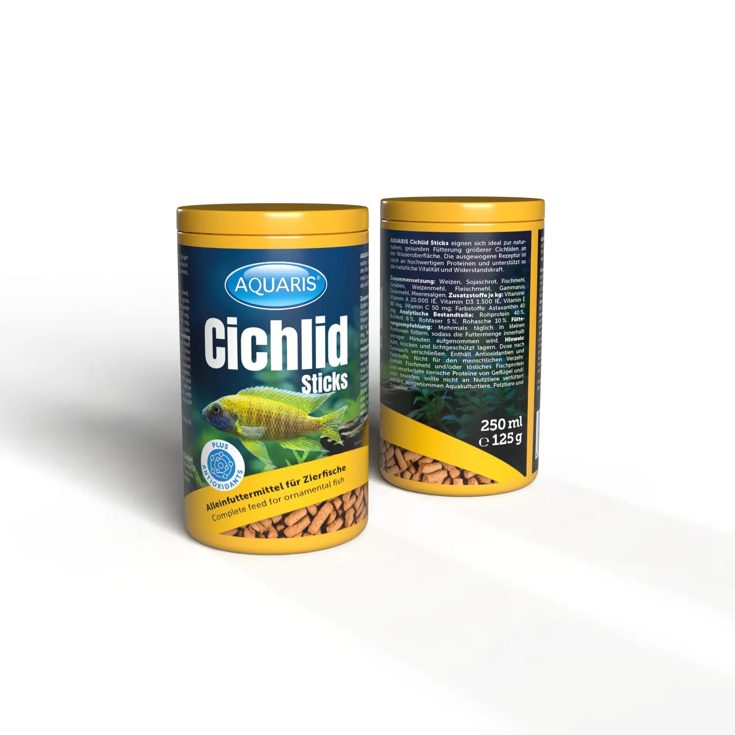 AQUARIS Cichlid Sticks Cichlidenfutter 125 g natürlich