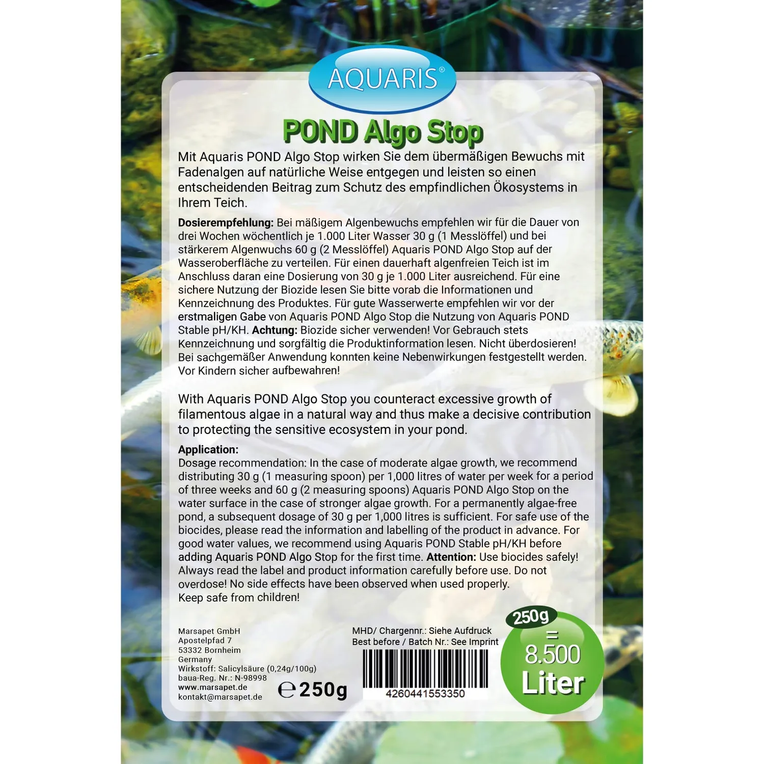 AQUARIS Pond Algo Stop Fadenalgenvernichter 250 g chemiefrei