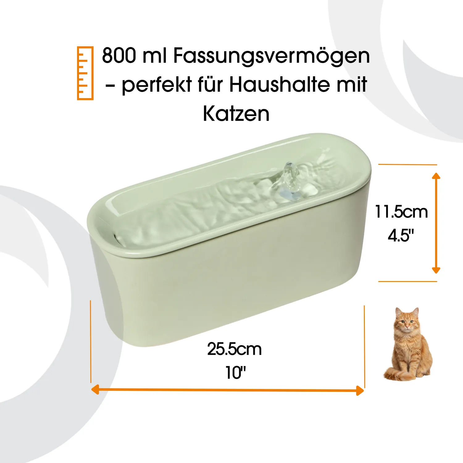 Closer Pets Cat Mate Trinkbrunnen Keramik 800 ml USB Salbeigrün