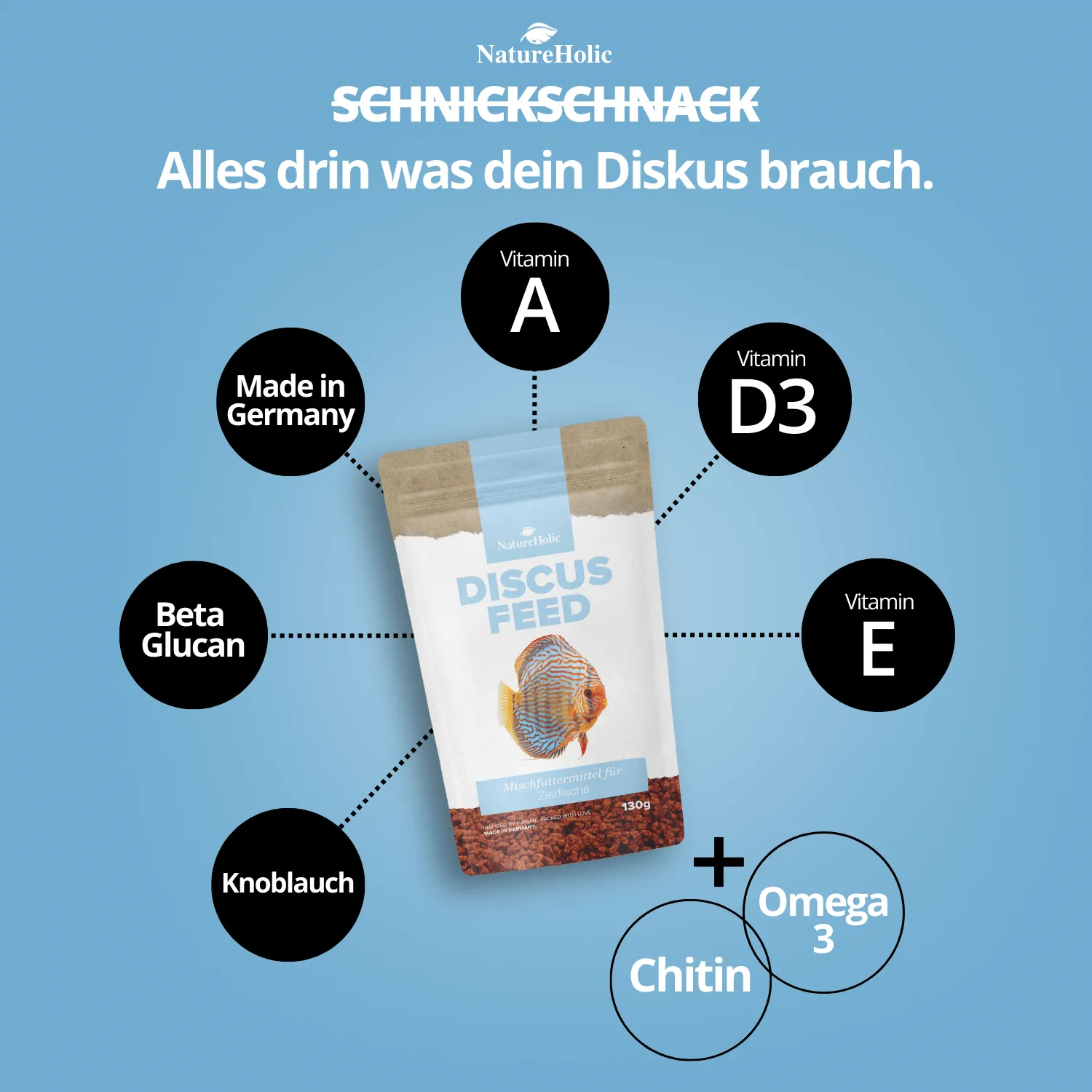 NatureHolic Discusfeed Diskus Granulatfutter 130g proteinreich Knoblauch