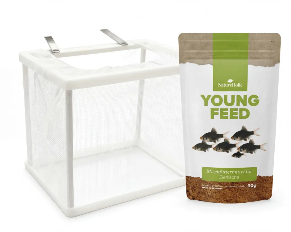 NatureHolic Aufzucht Set Jungfische Kasten 17x13x15cm Futter