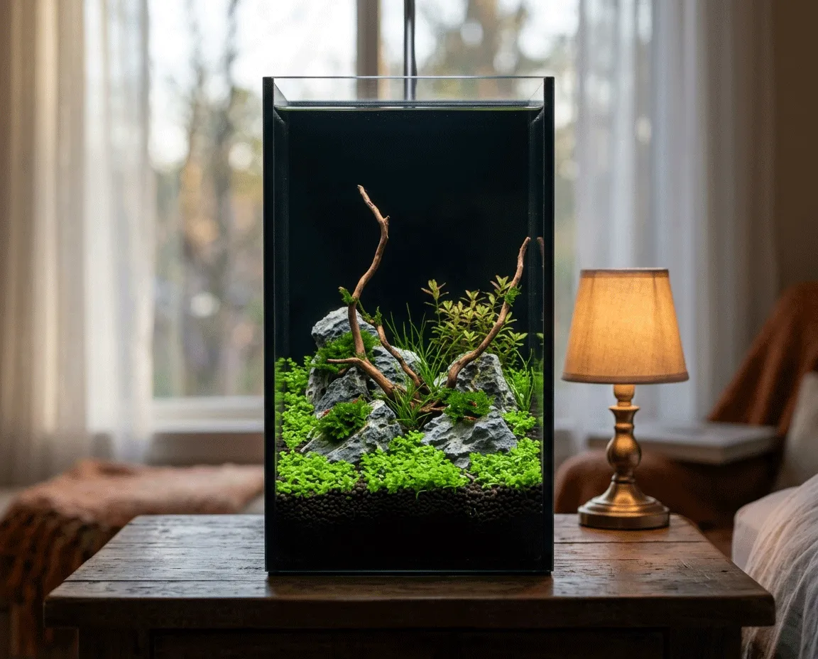 NatureHolic Black Wall Nano Aquarium 5L schwarzes Glas