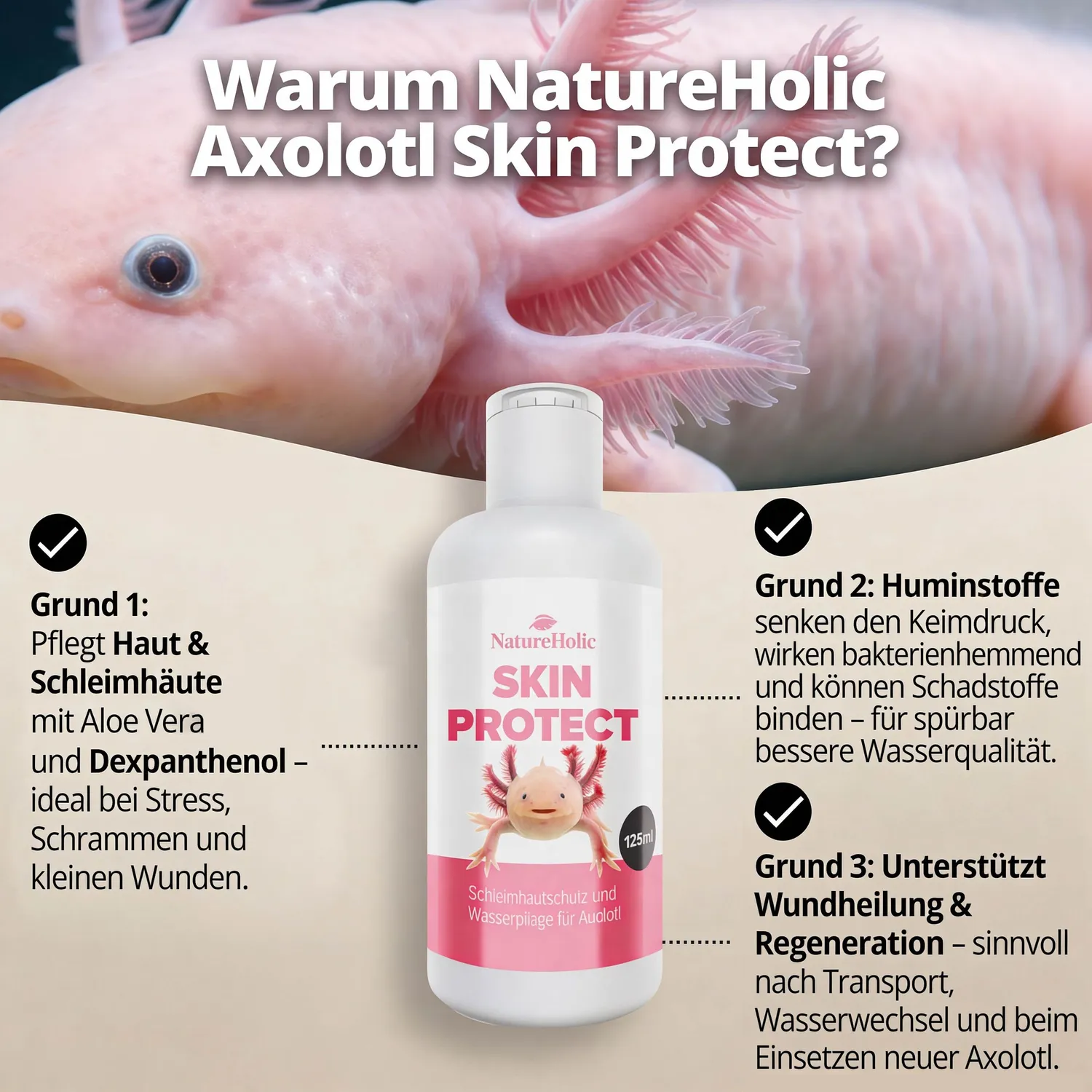 NatureHolic Axolotl Skin Protect Wasserzusatz 125ml mit Aloe Vera