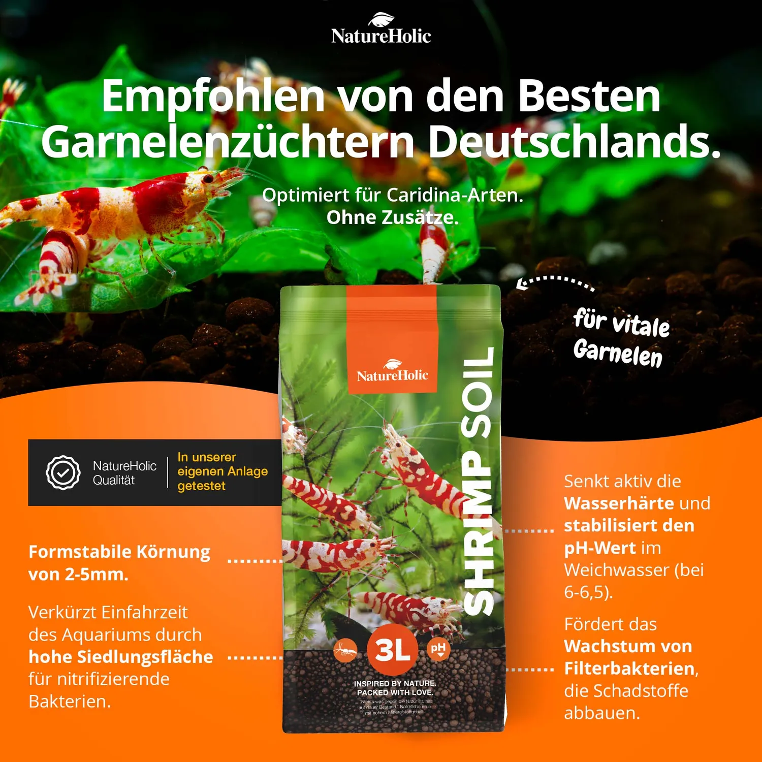 NatureHolic Shrimp Soil Aquarium Bodengrund 3 Liter ph-senkend