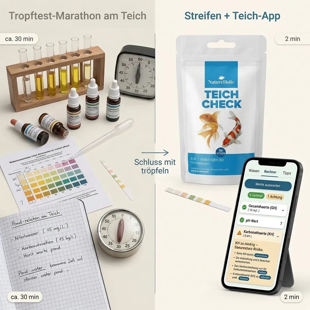 NatureHolic Teich Check 6-in-1 Wassertest Teststreifen Gartenteich