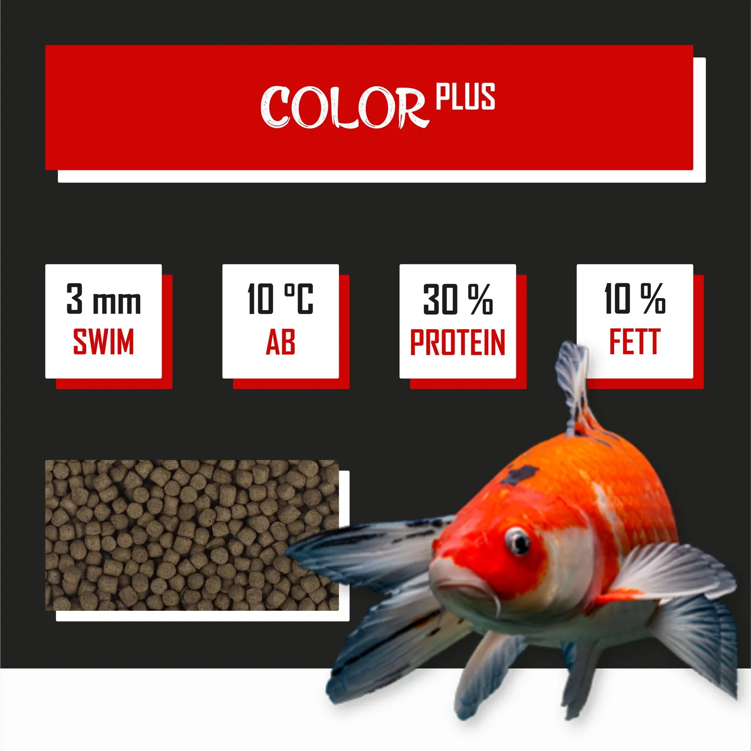 Tanoshi Color Plus Koifutter 1,2 kg 3mm Spirulina