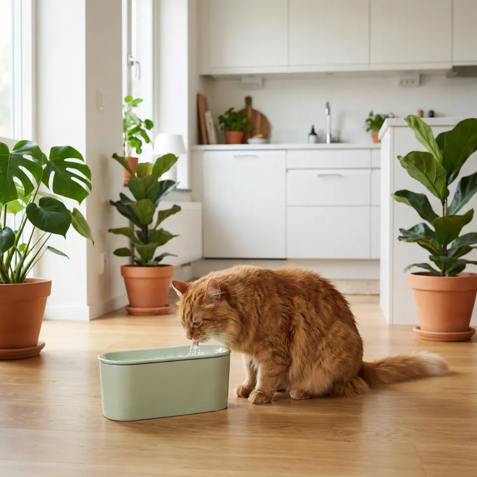 Closer Pets Cat Mate Trinkbrunnen Keramik 800 ml USB Salbeigrün