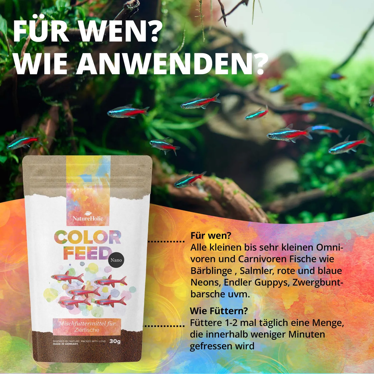 NatureHolic Nano Color Feed Minifischfutter 30g Farbboost