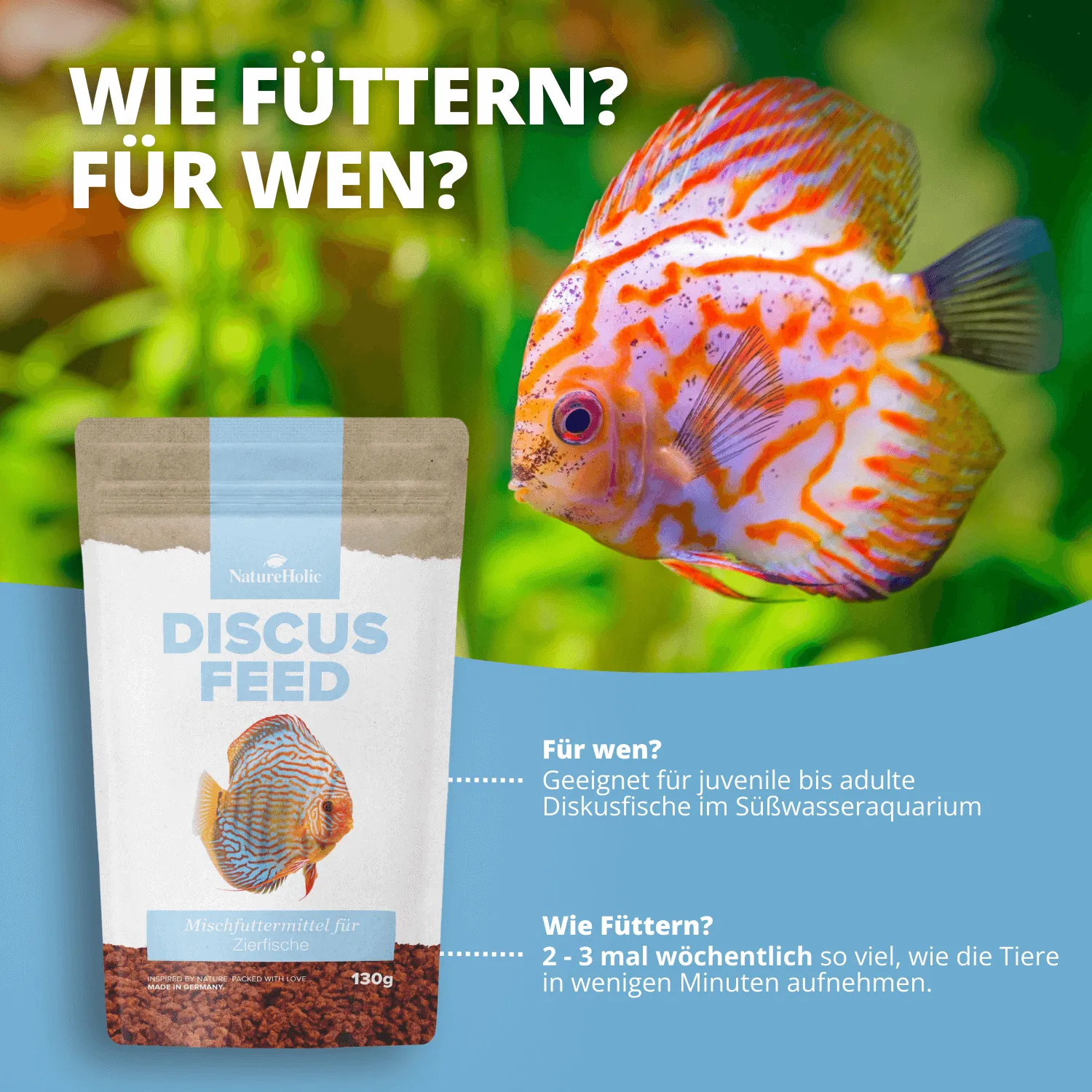 NatureHolic Discusfeed Diskus Granulatfutter 130g proteinreich Knoblauch