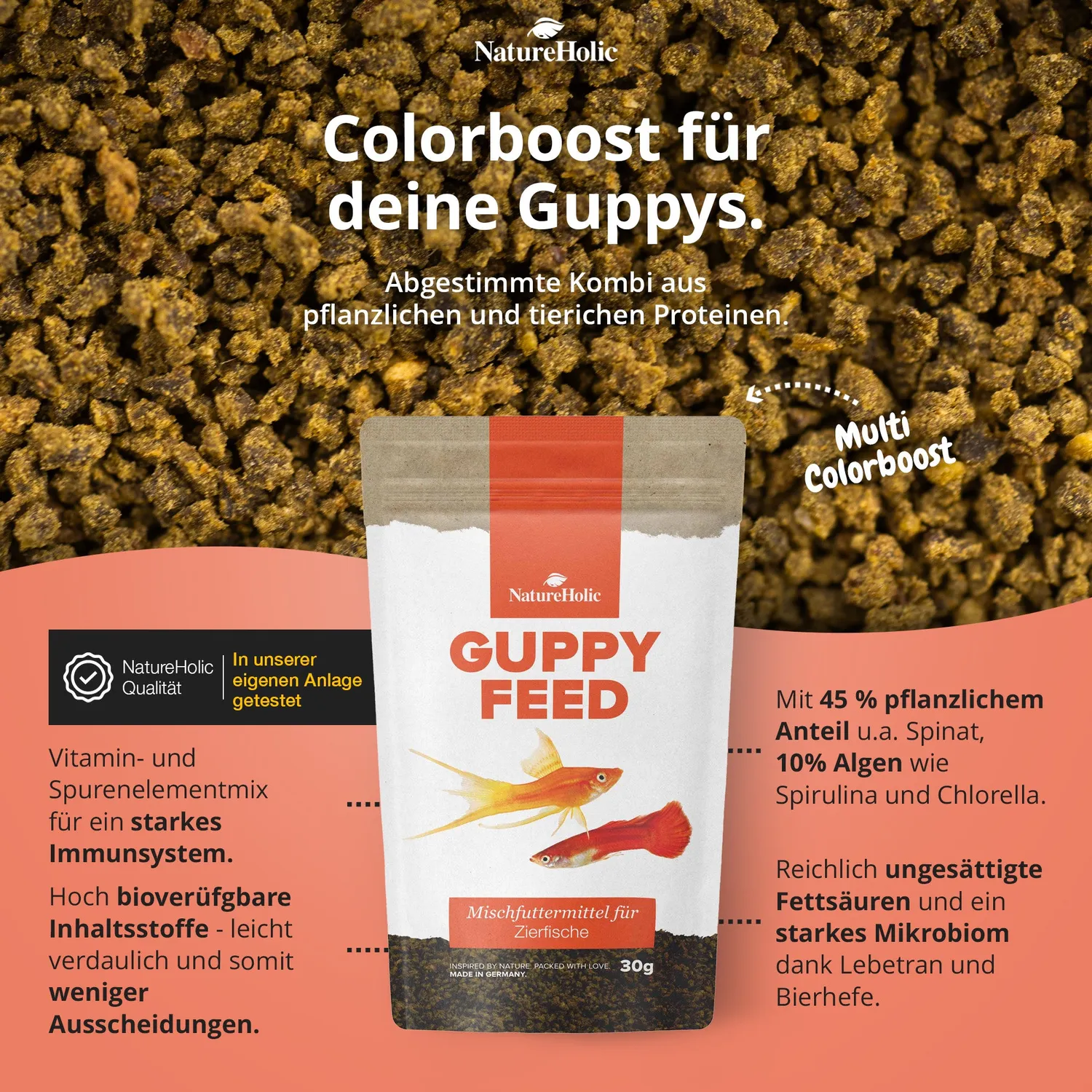NatureHolic Guppyfeed Guppyfutter 30 g 0,5 mm Softgranulat