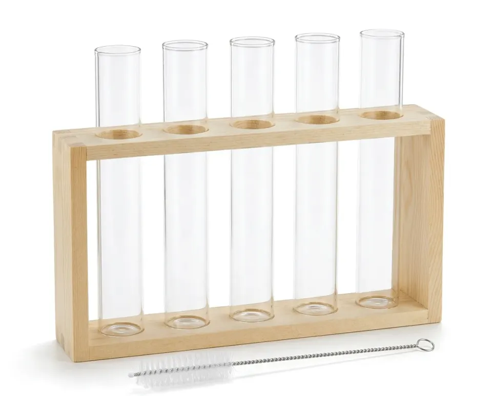 NatureHolic Stecklings-Rack Anzuchtstation 5 Gläser Holz