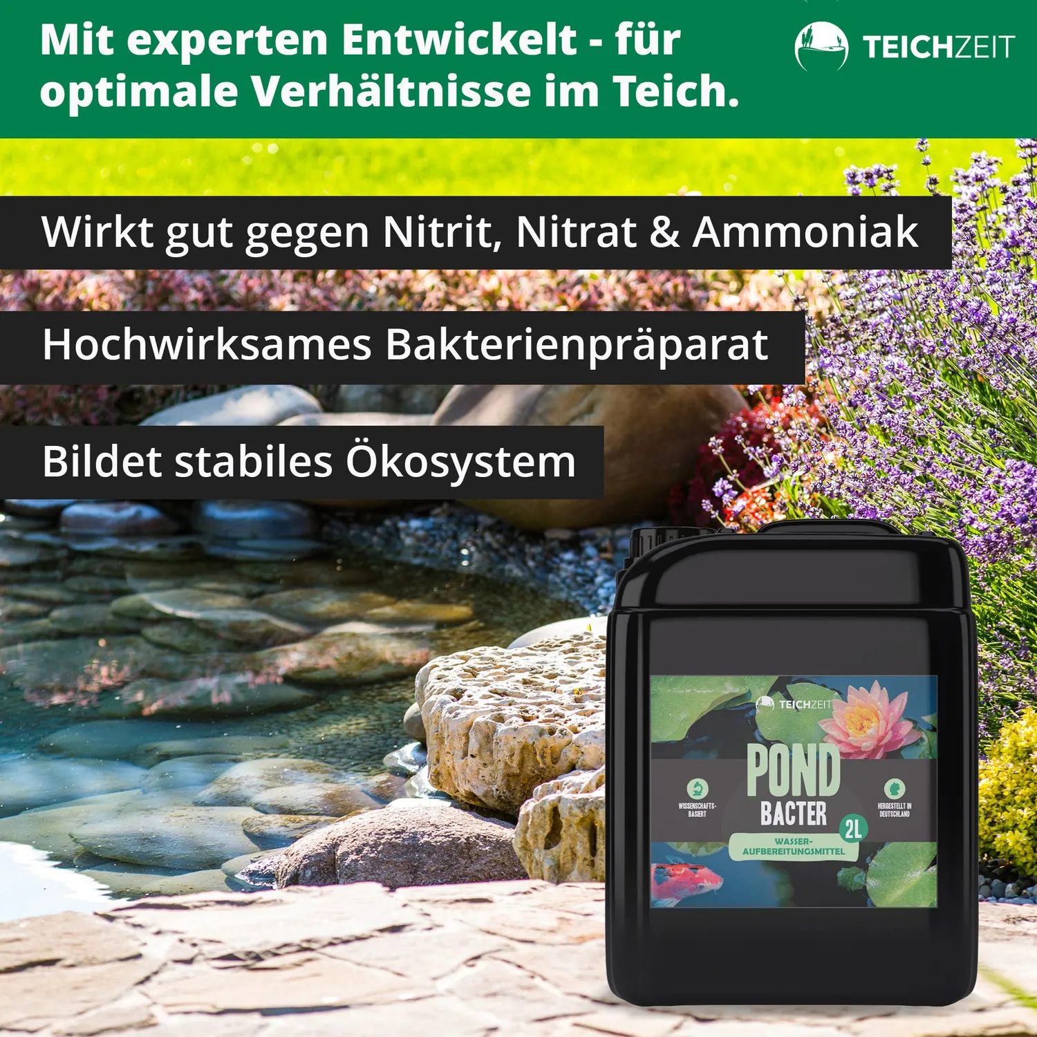 Teichzeit Pond Bacter Teichstarter Bakterien 2 Liter flüssig