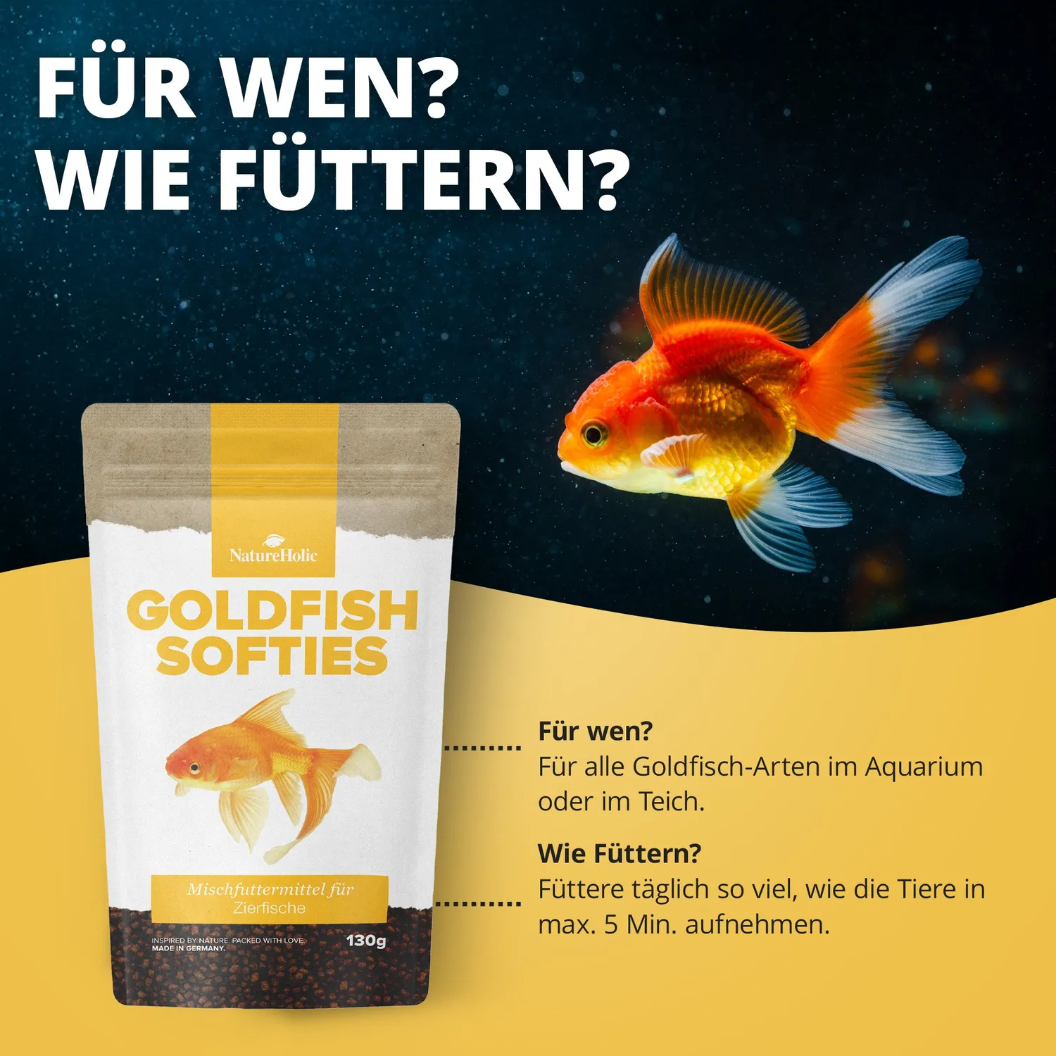 NatureHolic Goldfish Softies Goldfischfutter 130g schwimmend