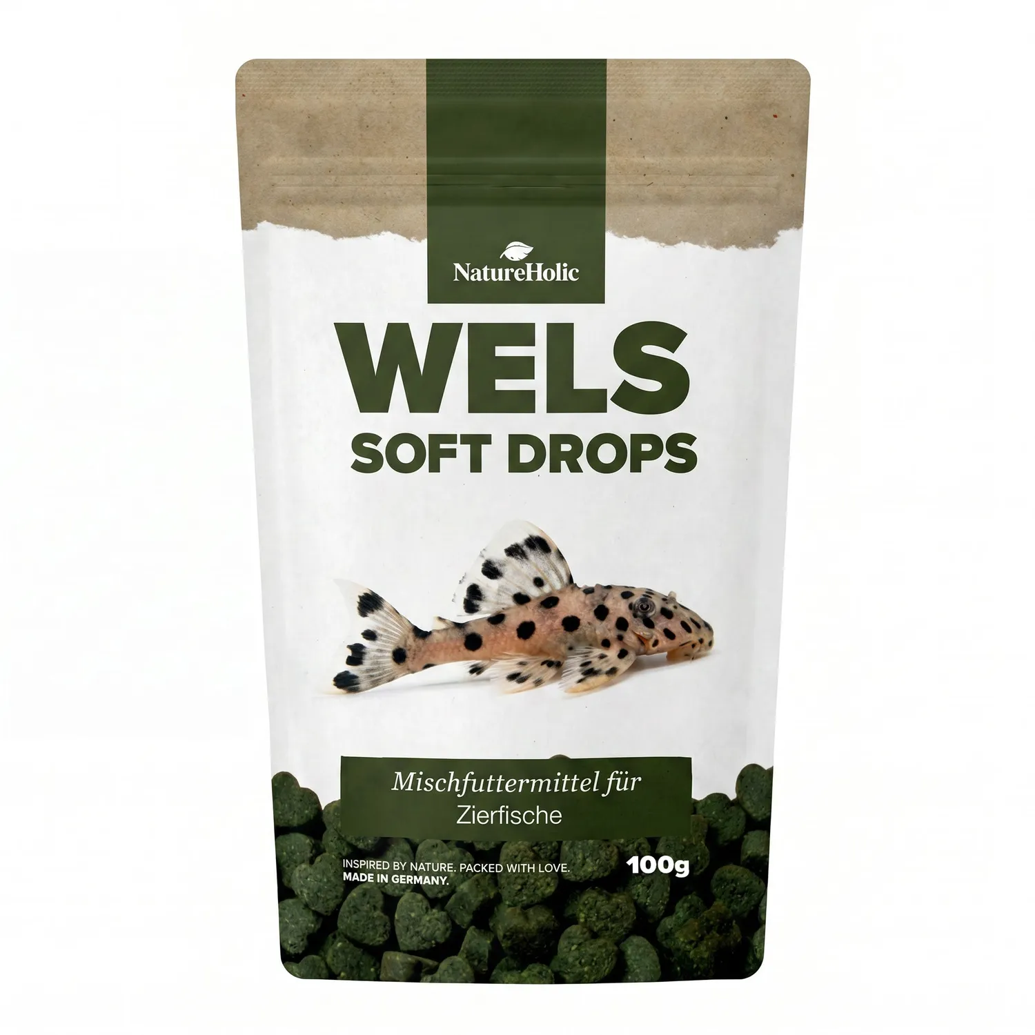 NatureHolic Wels Soft Drops Welsfutter 100g Insektenprotein