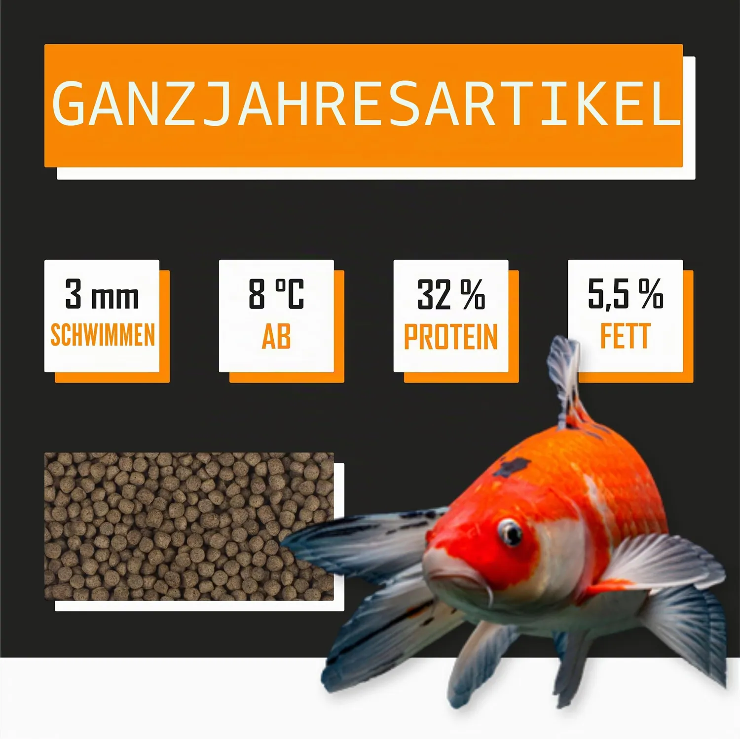 Tanoshi All Season Koifutter 13,5 kg 3 mm Lachsöl