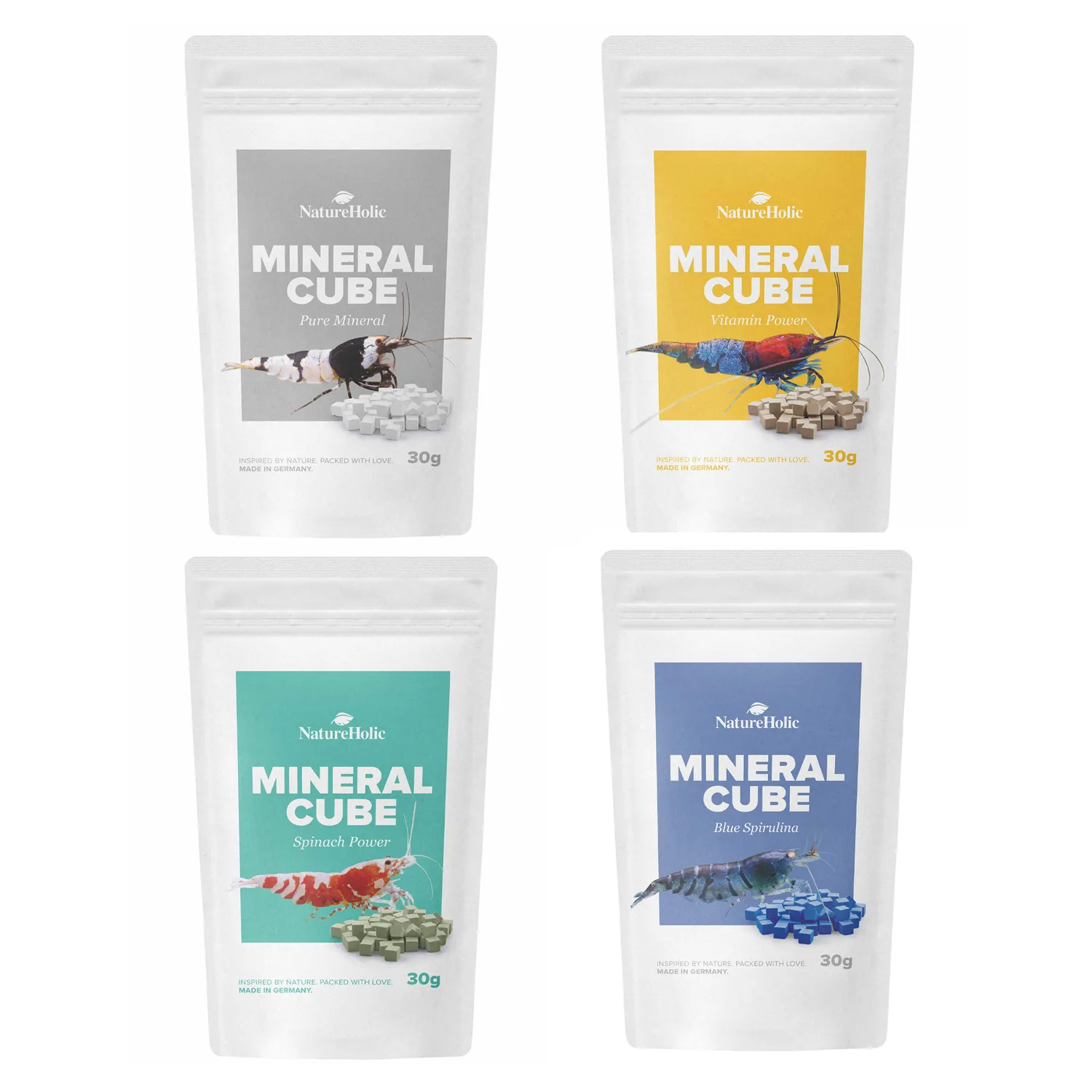NatureHolic MineralCube Bundle Mineralfutter 4 Sorten für Garnelen