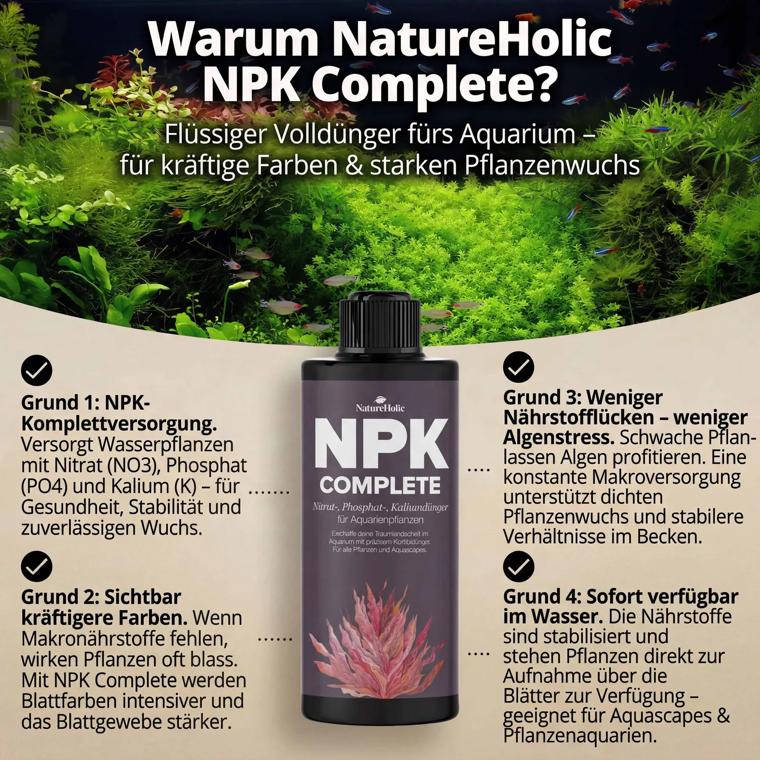 NatureHolic NPK Complete Volldünger Aquarium flüssig Makro