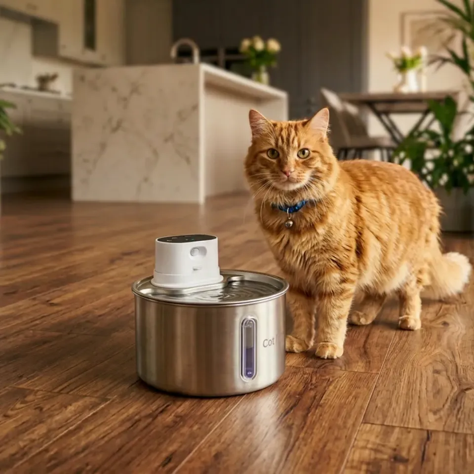 Closer Pets Cat Mate Trinkbrunnen Edelstahl 2,2 Liter kabellos