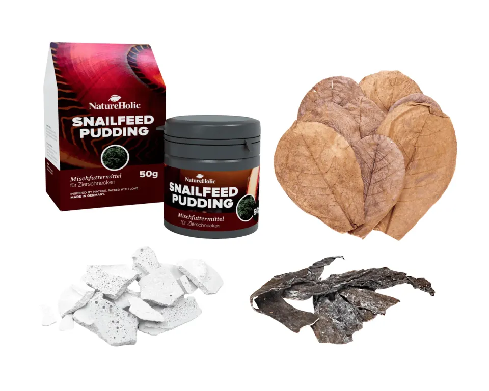 NatureHolic Aufwuchsfresser Schneckenfutter Set mit Pudding