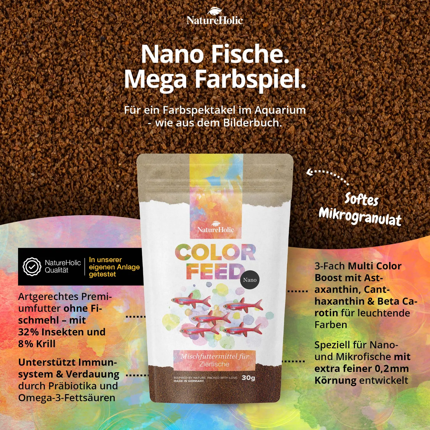 NatureHolic Nano Color Feed Minifischfutter 30g Farbboost