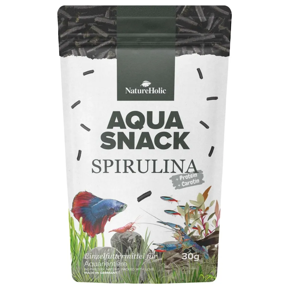 NatureHolic AquaSnack Spirulina Sticks Garnelenfutter 30g proteinreich