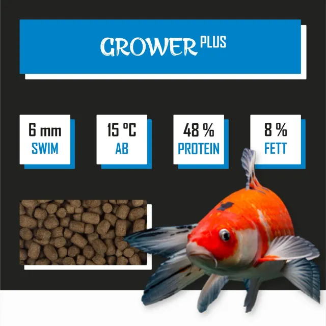 Tanoshi Grower Plus 6 mm Koifutter 15 kg für Wachstum