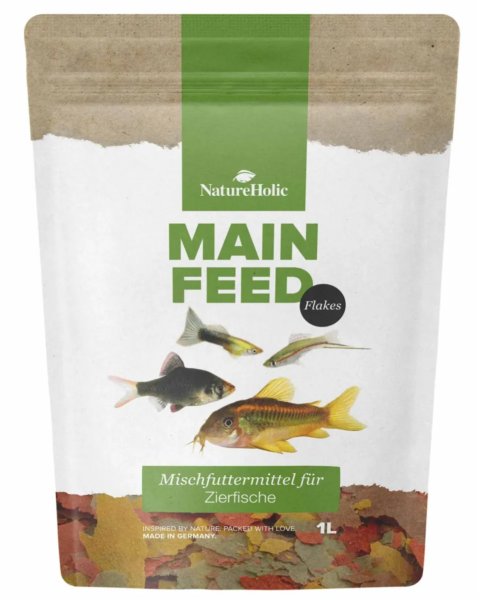 NatureHolic Hauptfeed Flocke Zierfischfutter 1 Liter Flocken