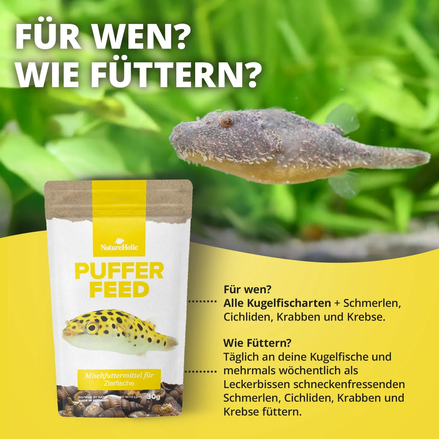 NatureHolic Pufferfeed Kugelfischfutter 30g Schnecken
