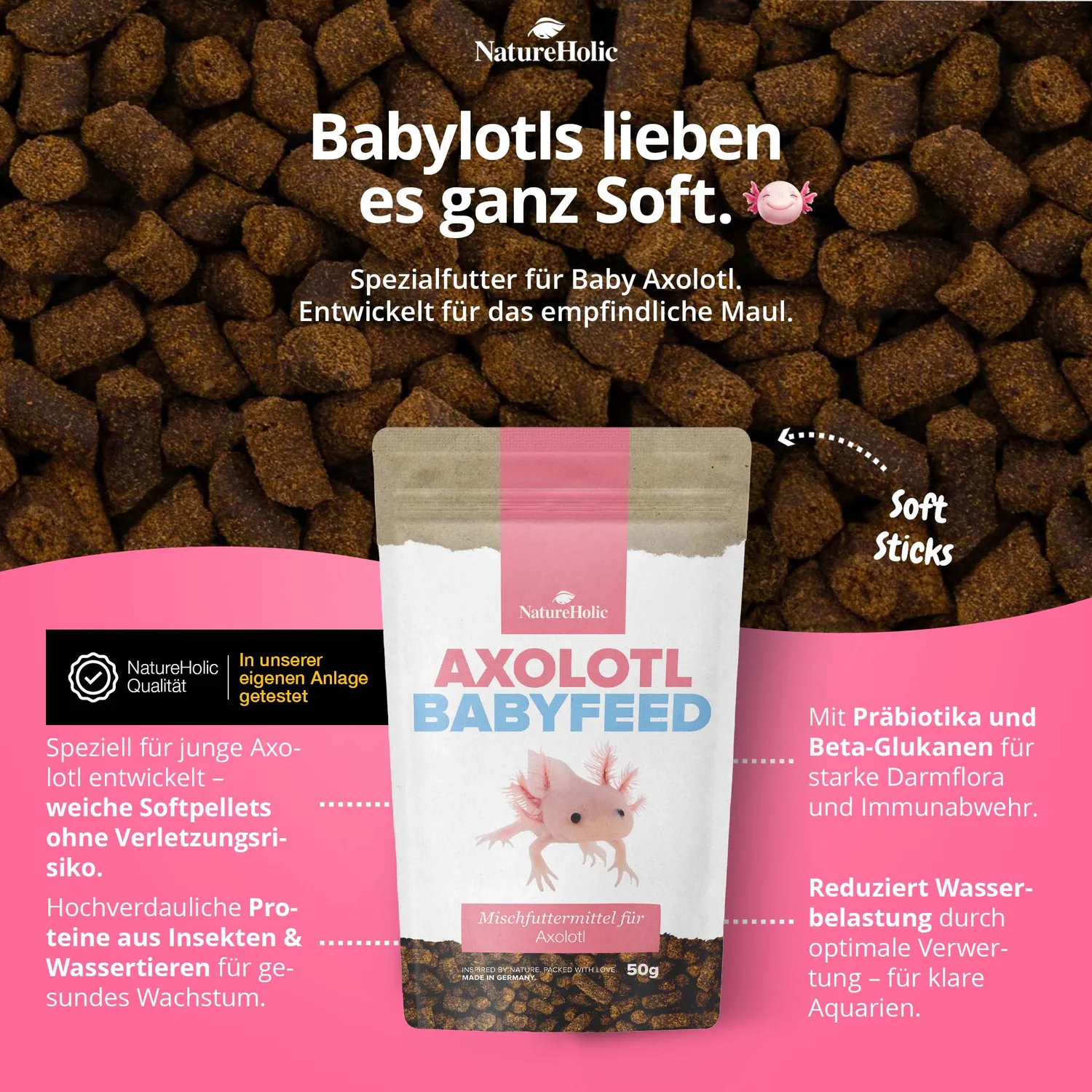 NatureHolic Axolotl Babyfeed Jungtier Softfutter Protein
