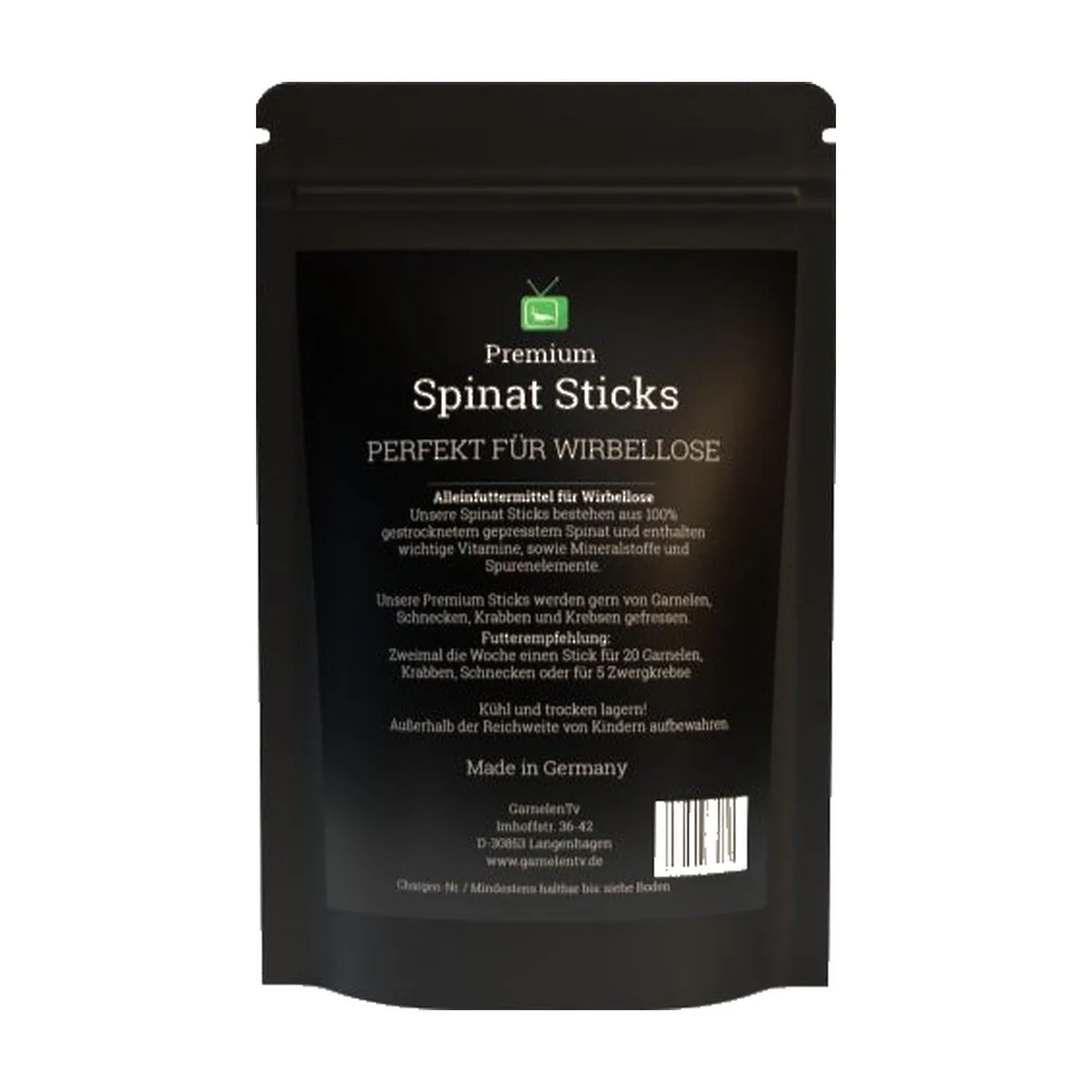 GarnelenTv Spinat Sticks Garnelenfutter 50 g 100% Spinat