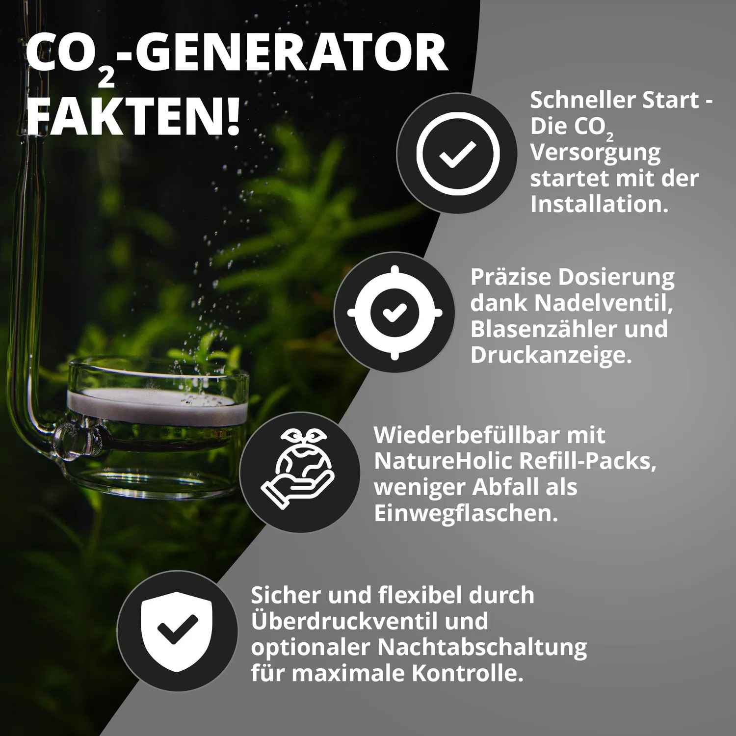 NatureHolic CO2 Generator Starter Set 1 Liter Nadelventil