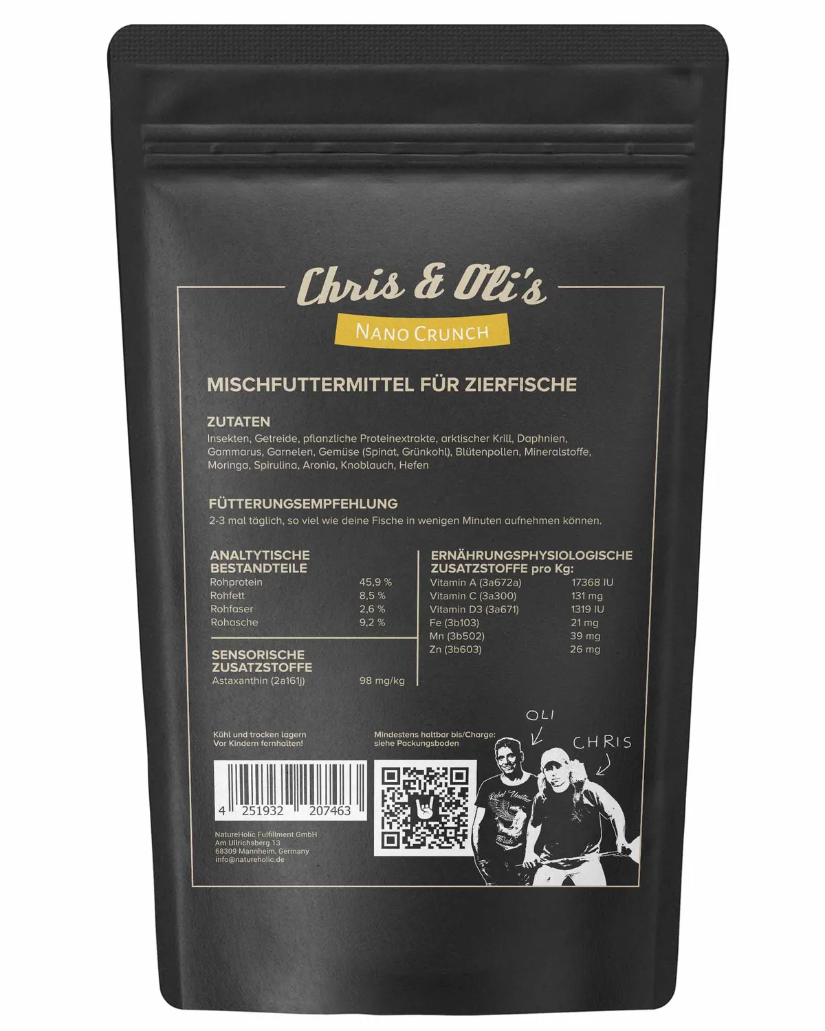 Chris und Olis Nano Crunch Nanofischfutter Granulat 45g