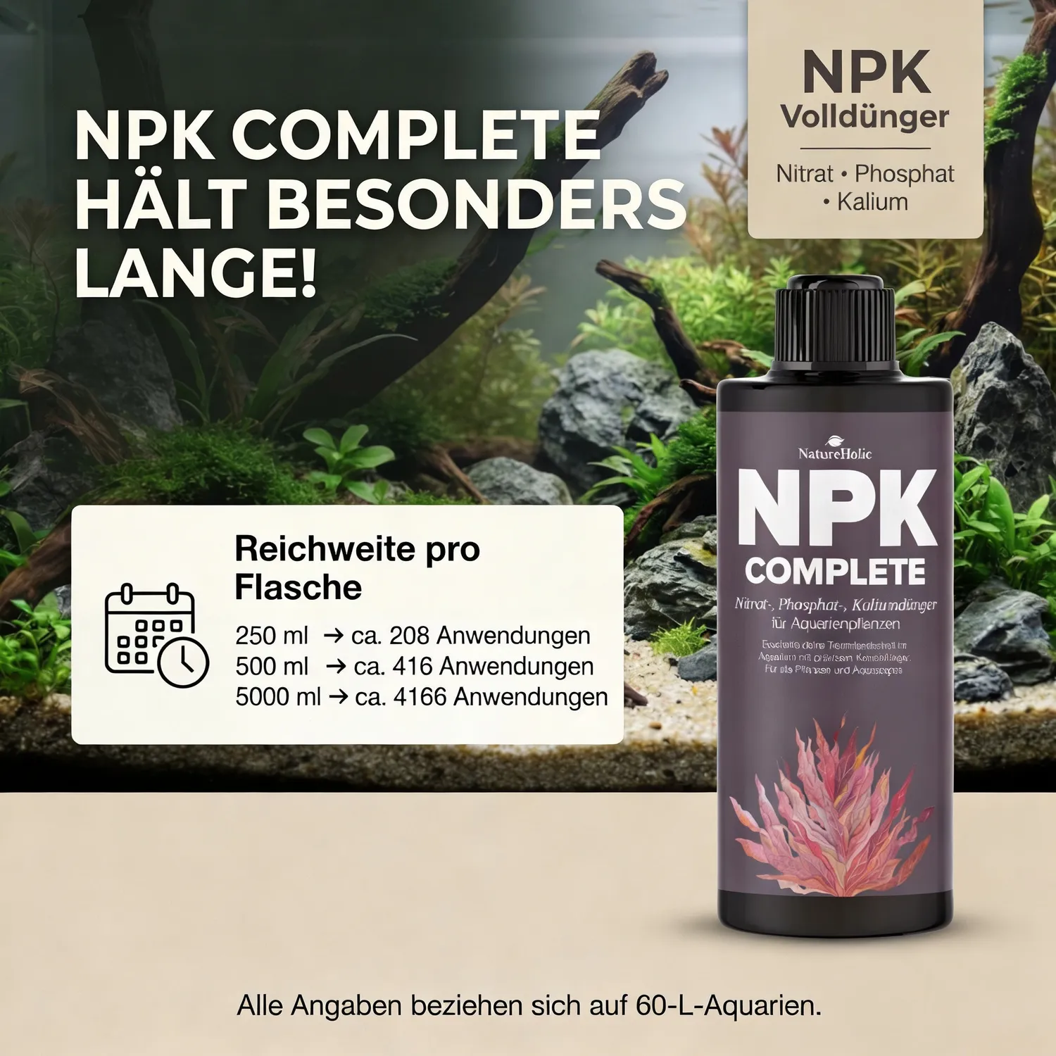 NatureHolic NPK Complete Volldünger Aquarium flüssig Makro