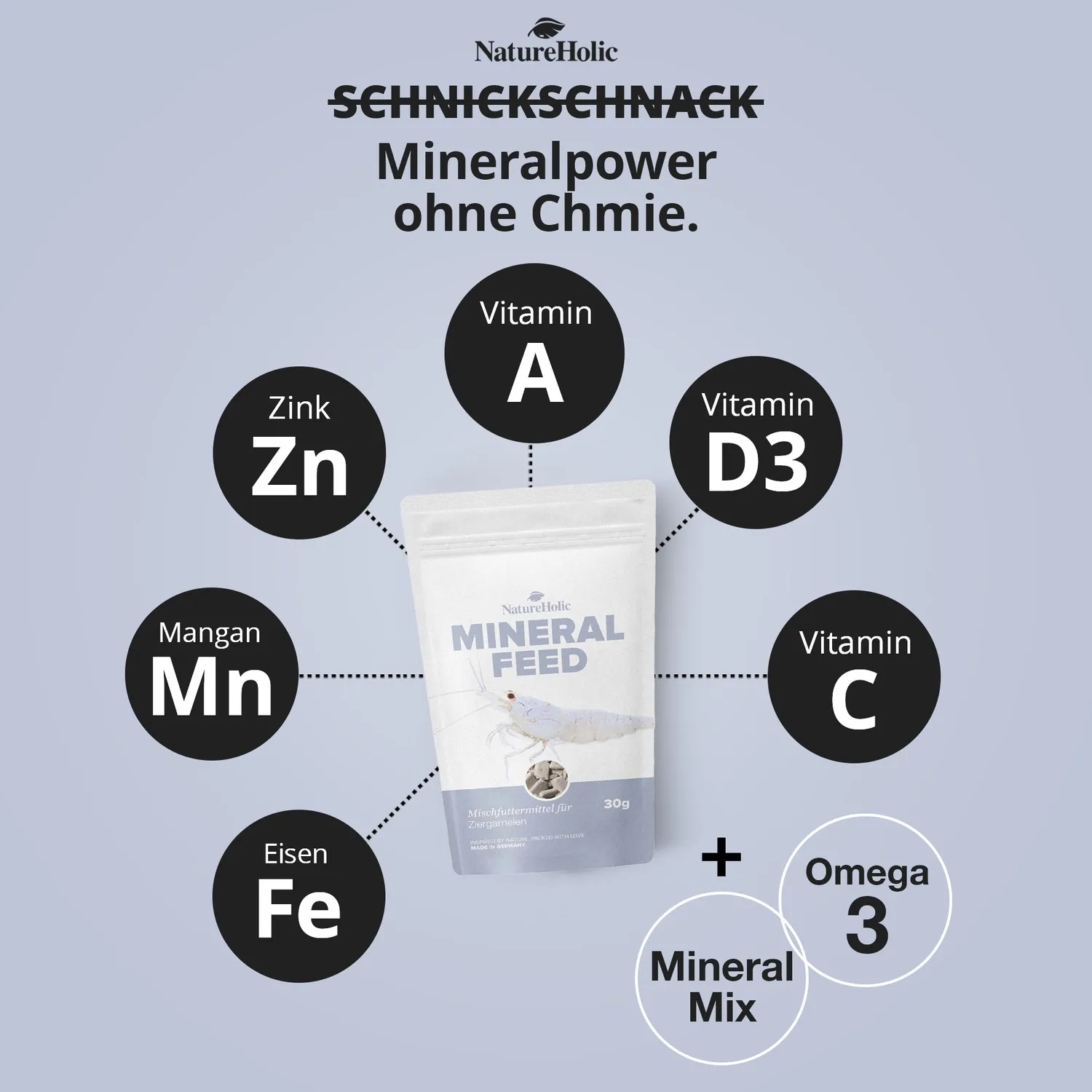 NatureHolic Mineralfeed Garnelenfutter 30 g Mineralien calciumreich