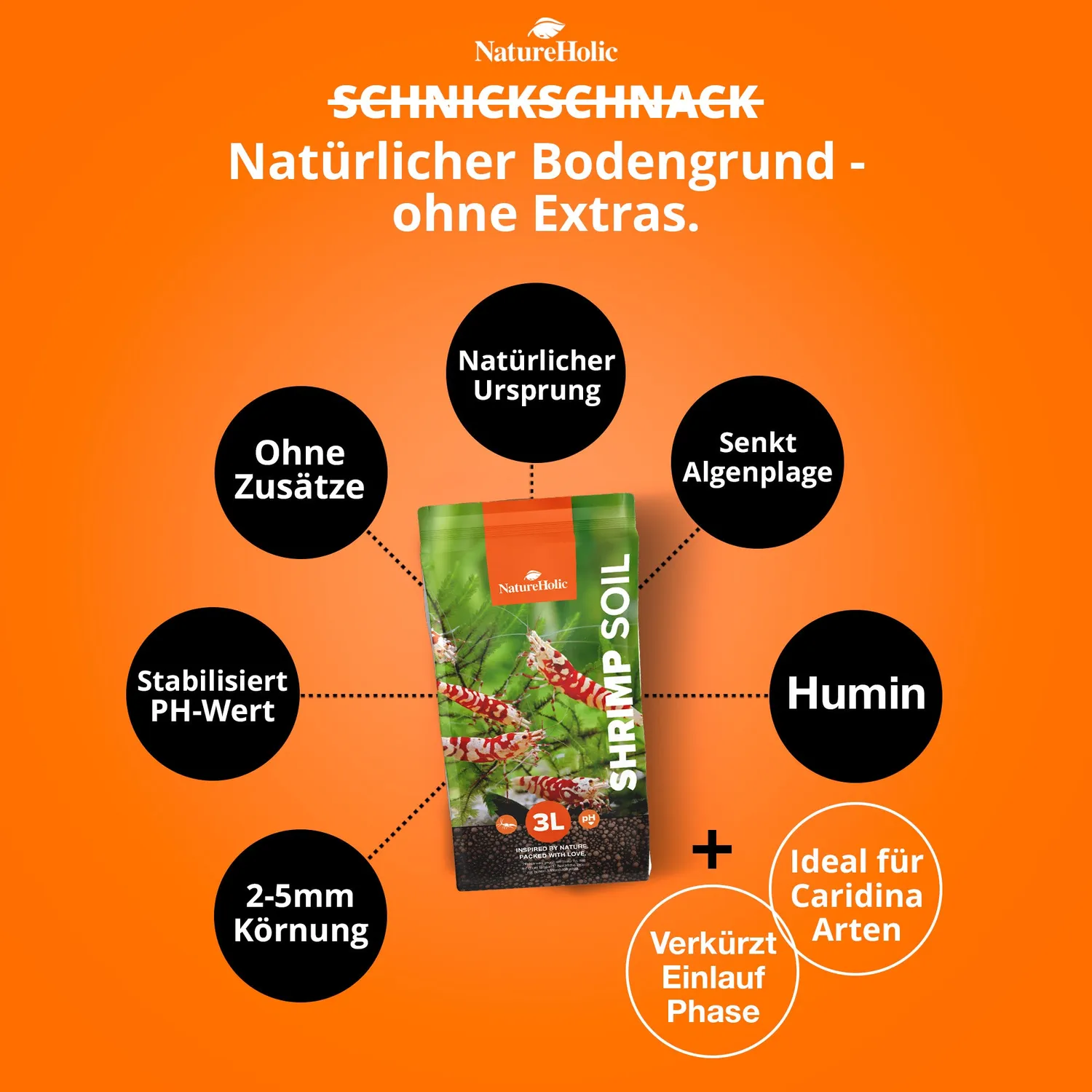 NatureHolic Shrimp Soil Aquarium Bodengrund 3 Liter ph-senkend