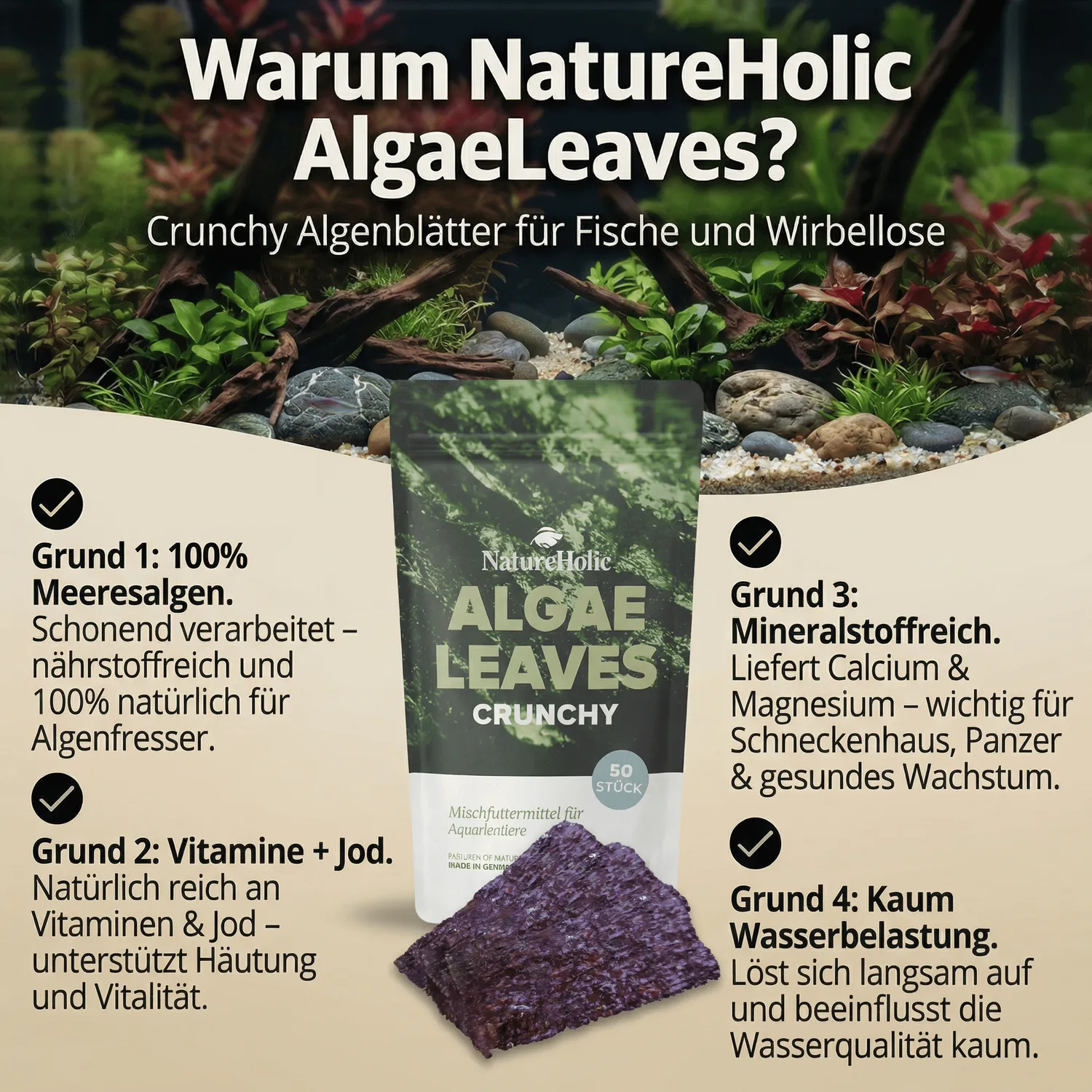 NatureHolic AlgaeLeaves Algenblätter 50 Stück Jod