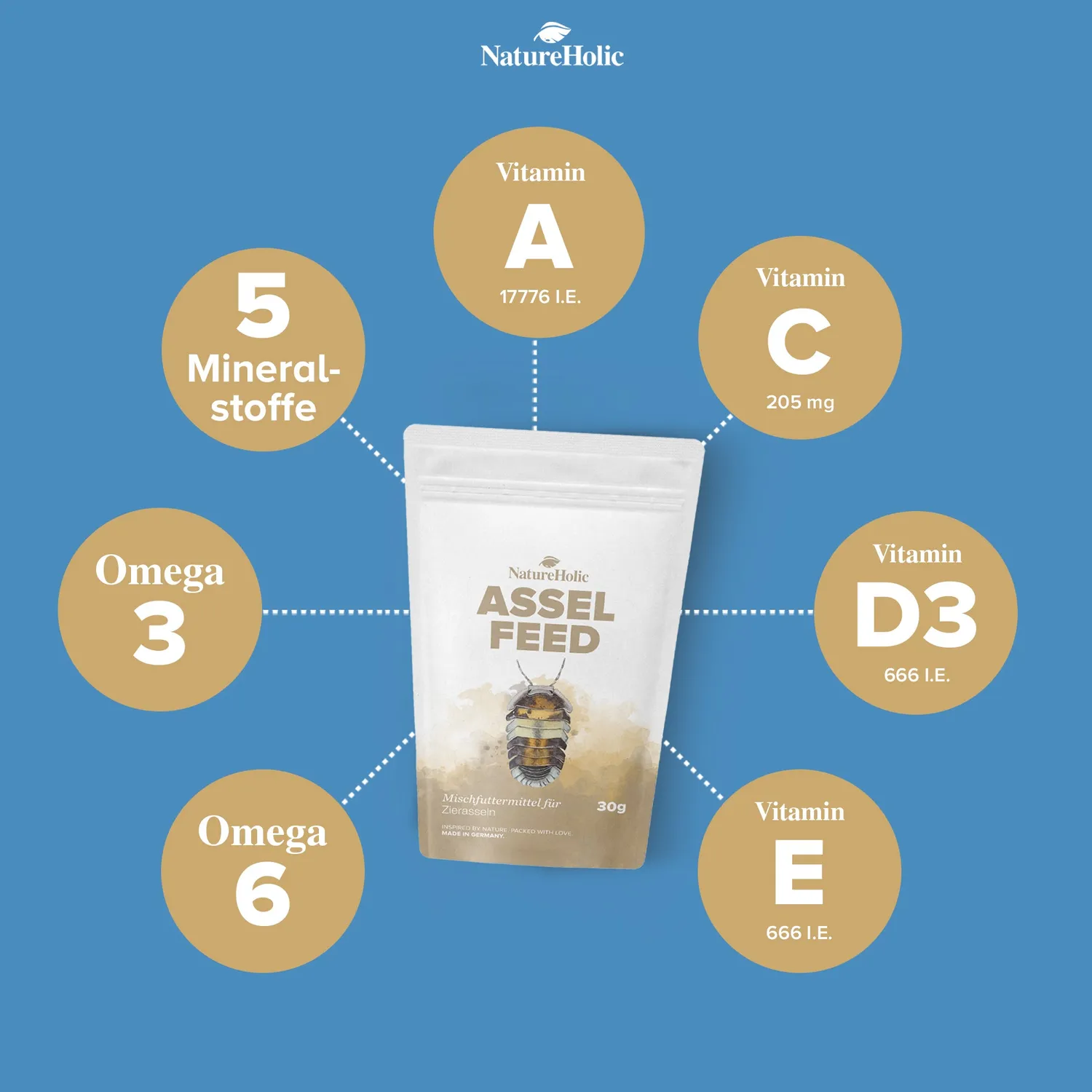NatureHolic AsselFeed Asselfutter 30 g Protein-Mix