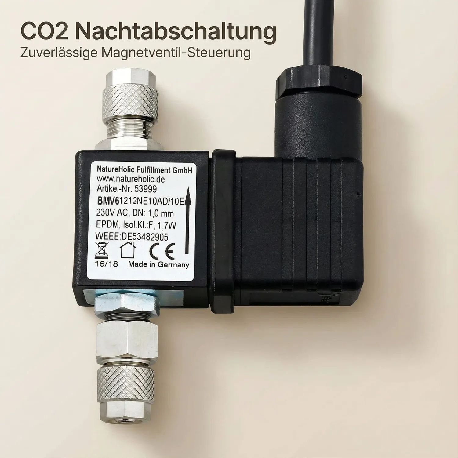 NatureHolic CO2 Easy Stop Magnetventil Nachtabschaltung stromlos