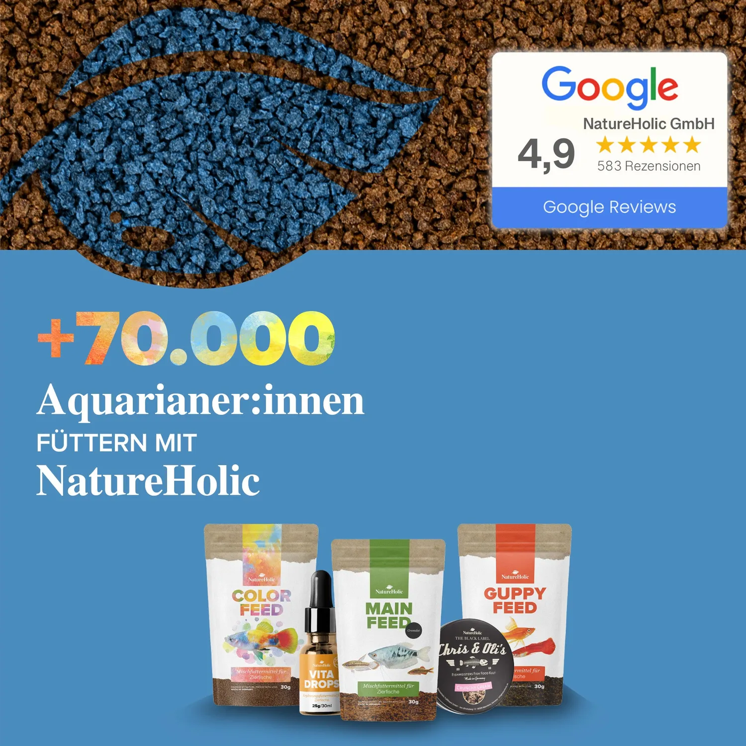 NatureHolic Color Feed Zierfischfutter Granulat 30g Farb-Booster