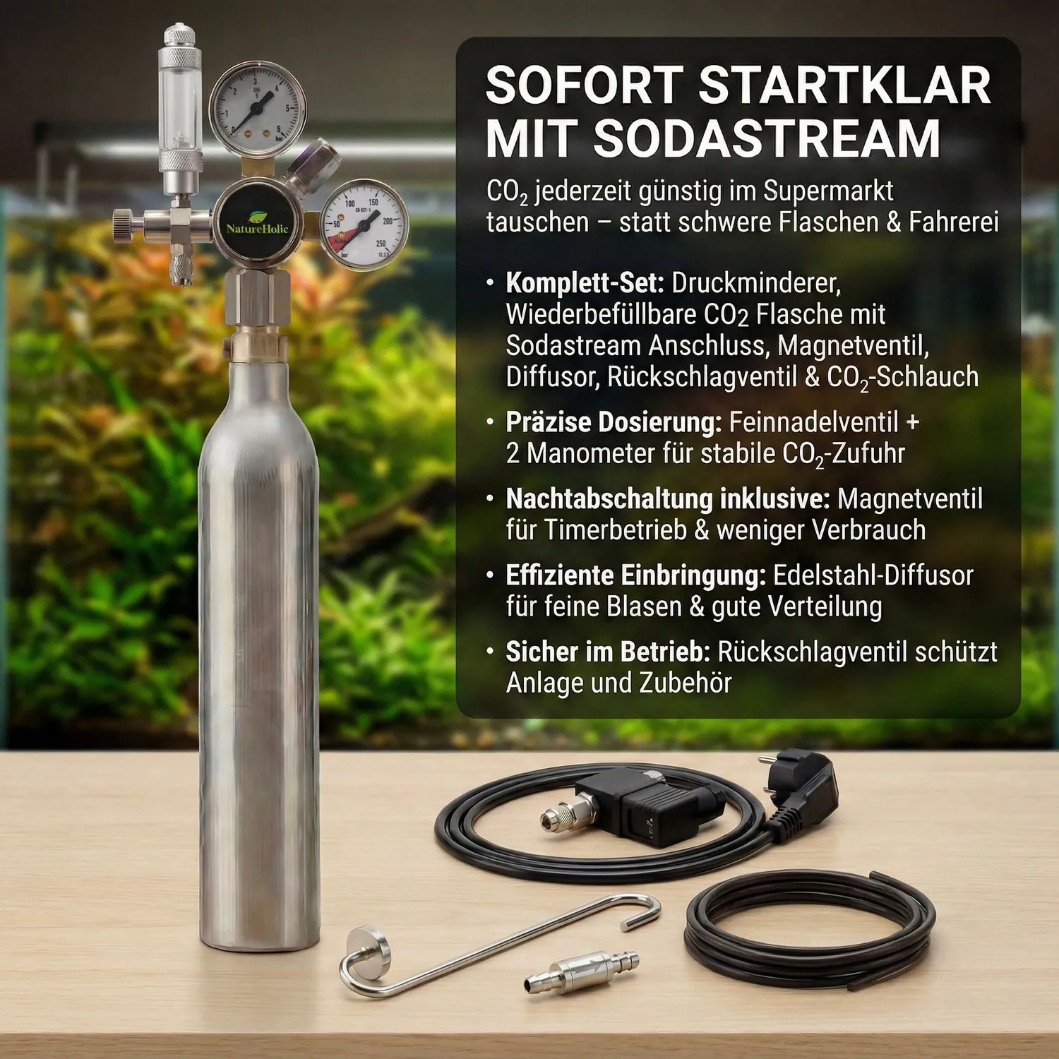 NatureHolic CO2 Anlage Komplett Set SodaStream