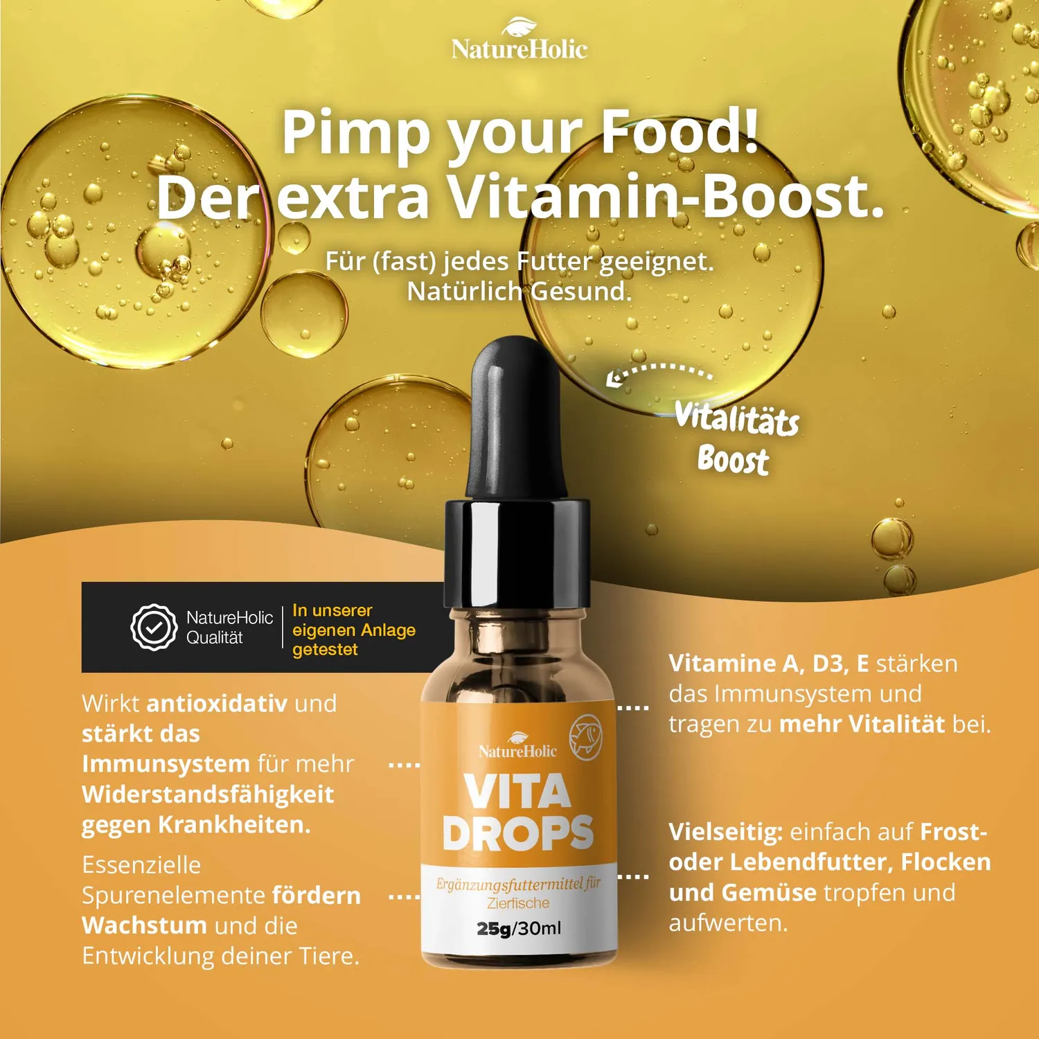 NatureHolic Vita Drops Fish Fischfutter-Zusatz 30ml Vitamine